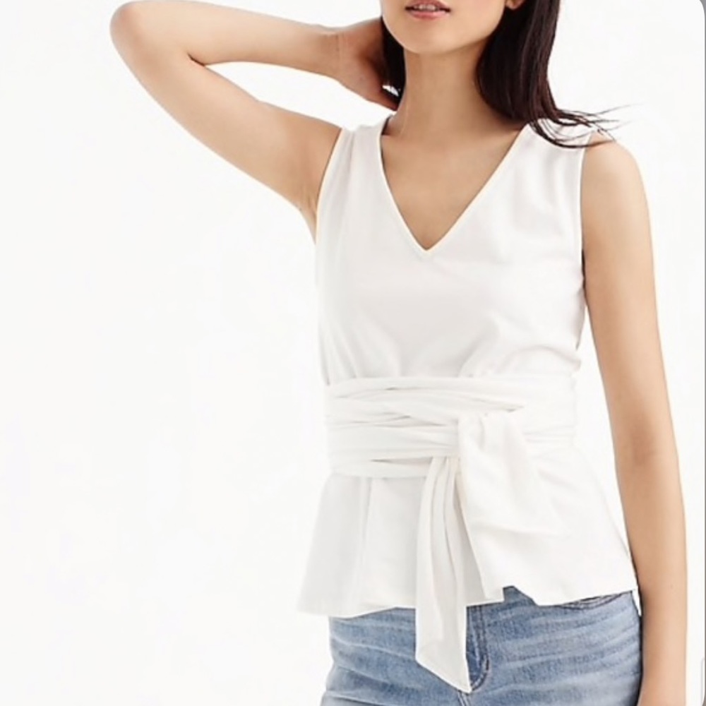 J. Crew Sleeveless Tie-Waist Peplum Top